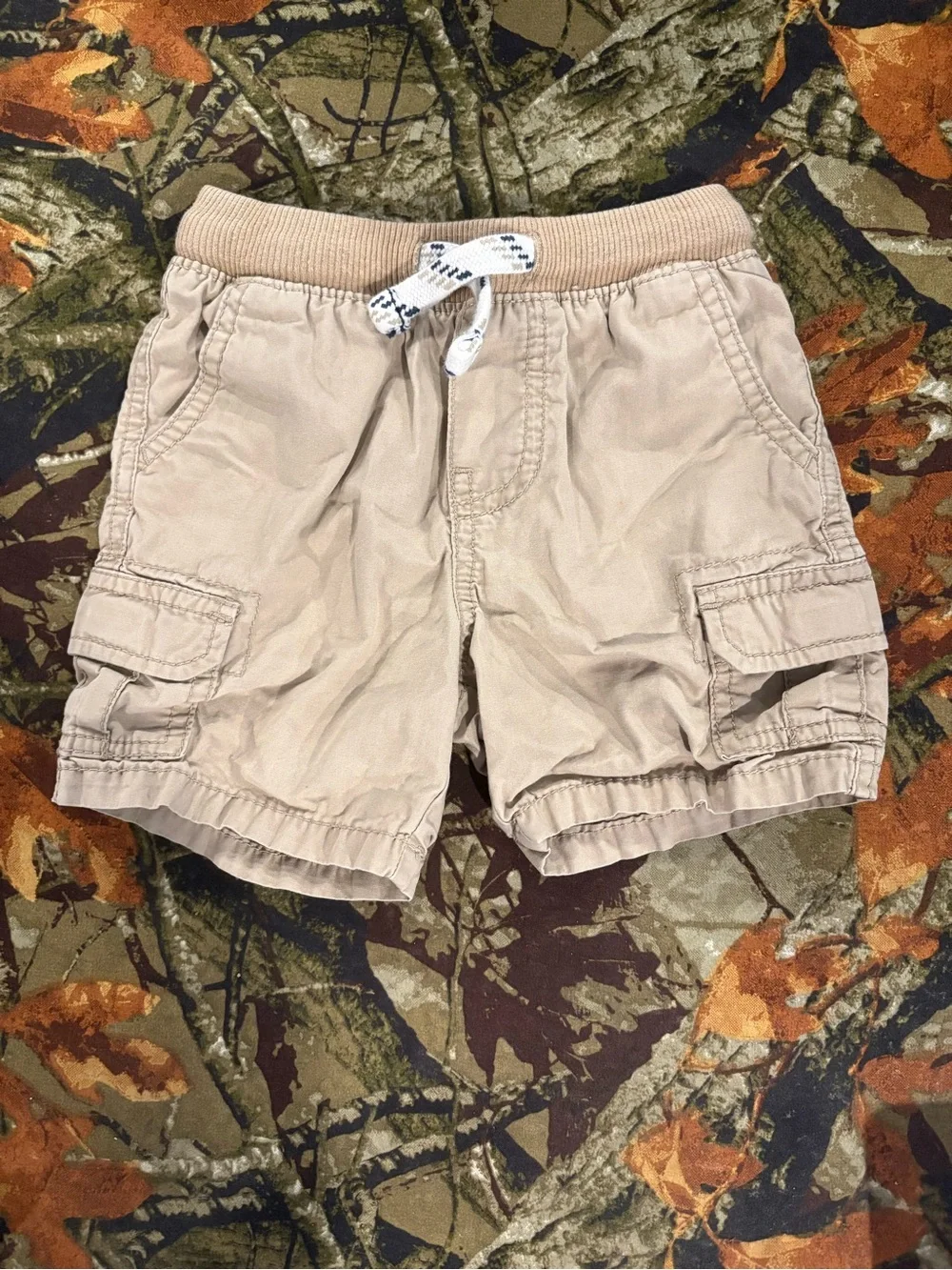 Carter's Blue 'Super Little Bro' Graphic Tee with Tan Cargo Shorts